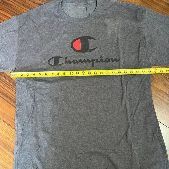 Champion Men's Classic Jersey Long-Sleeve T-Shirt Gray w Blk/Red Script Logo 2XL - Picture 7 of 8